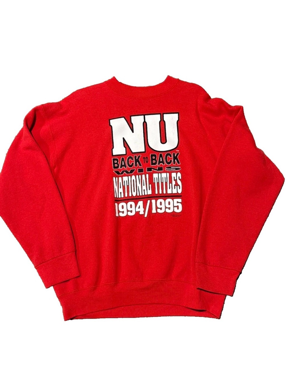 Vintage 90s Nebraska Cornhuskers NU Back to Back National Titles 1994/1995 Sweat